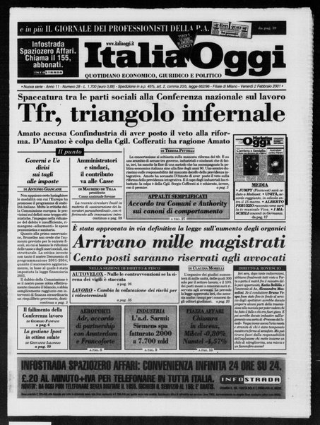 Italia oggi : quotidiano di economia finanza e politica